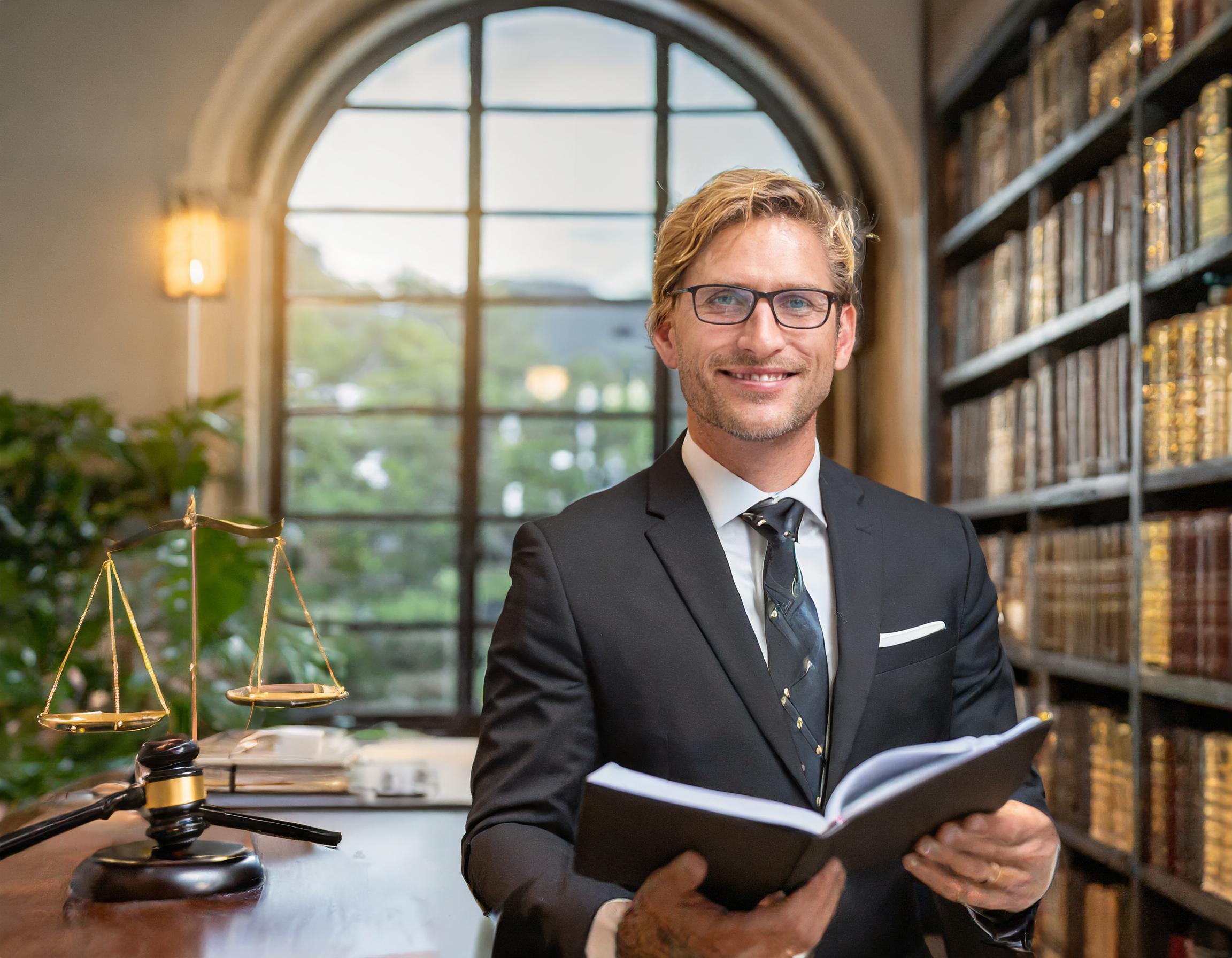 Herr mit Brille und Anzug, seriös, vor einem Bücherregal.